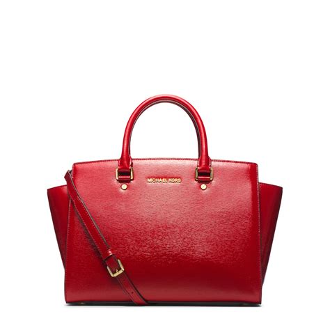 michael michael kors selma large east west satchel red|Michael Kors Large Selma Satchel for sale .